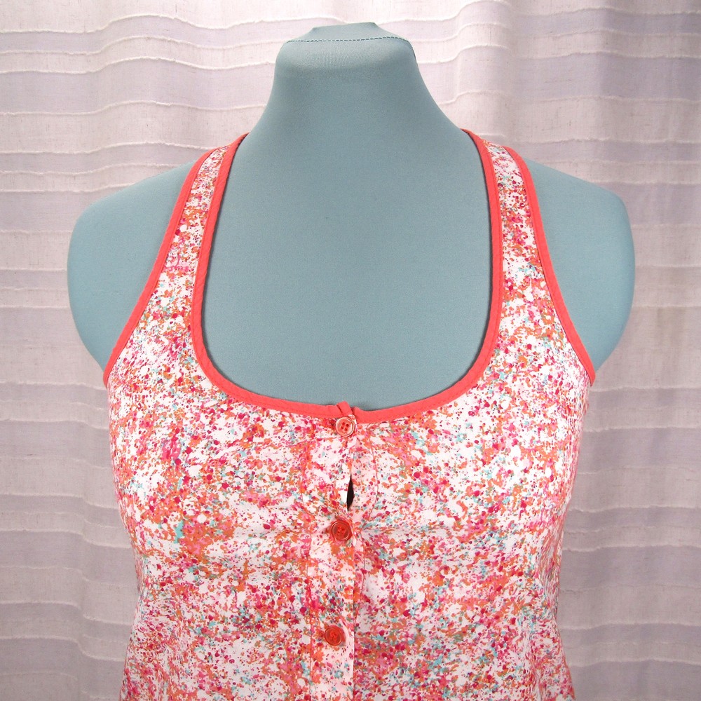 Splendid Splatter Print Button Down Tank Top - S - image 2